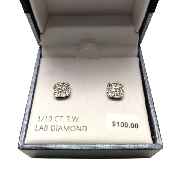 Diamond Brilliance 1/10 Ct. T.W. Lab Diamond Square Stud Earrings In Gift Box - Picture 3 of 5